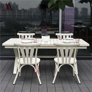 Set tavolo rettangolare regolabile in alluminio legno