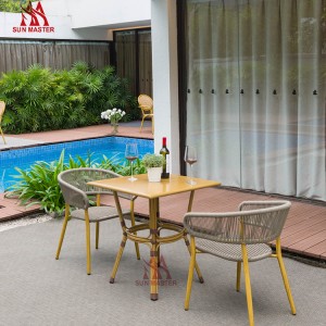 Rope Weave Outdoor Bistro Stackable Chairs