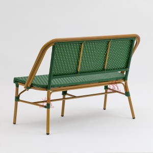 Garden Green Rattan Wicker 2-Seat Bench