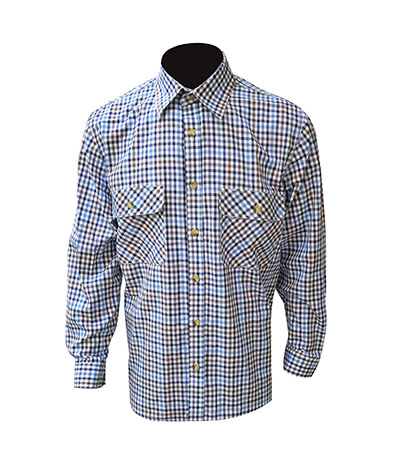 Oudoor shirt long-sleeved shirt nature-blue-brown checkered Featured Image