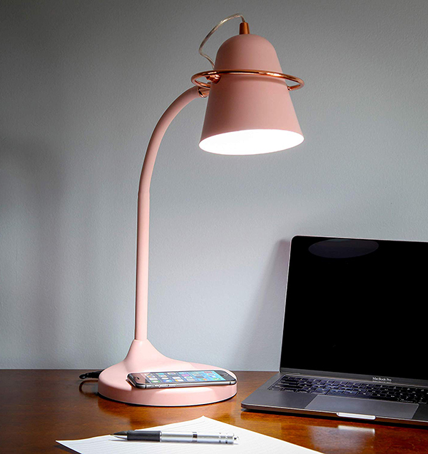 LED desk lamp with wireless charger