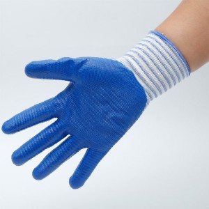 Smooth Nitrile Coated White Polyester Abrasion Resistance Gloves for Gardening Work