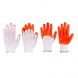 Factory Wholesale Pvc Coated Orange Nylon Knitted Protective Safety Work Glove