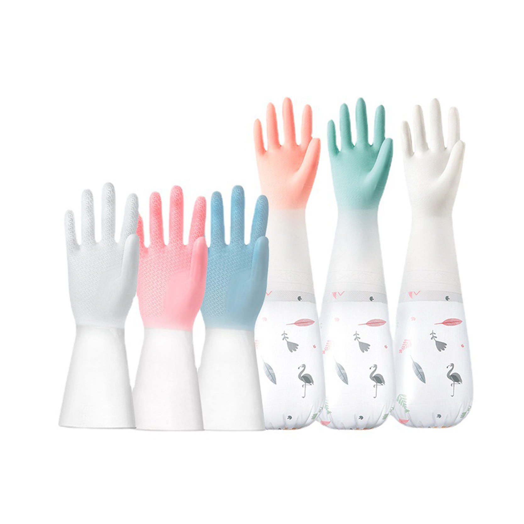 Kitchen Dishwashing Household Rubber Gloves Extra Long Thick Wear-Resistant Dirty Cleaning Special PVC Rubber Gloves Labor Protection Durable