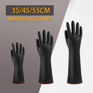 Heavy Duty Waterproof Black Rubber Industrial Work Gloves Chemical Resistant Latex Gloves