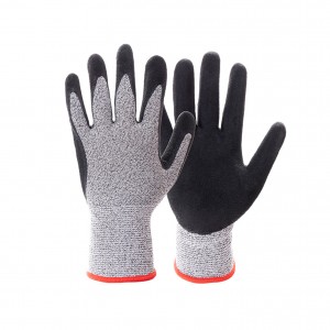 Nylon Knitted Safety Work Gloves for Men & Women with Sandy Nitrile Coated Palm & Fingers Grip Cut Resistant Protective Gloves