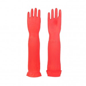 Fast delivery Best Rubber Gloves For Household Cleaning - Wholesale 58cm Red Extra Long Latex Household Gloves Reusable Waterproof Household Dishwashing Cleaning Rubber Gloves, Non-Slip Kitchen Gl...