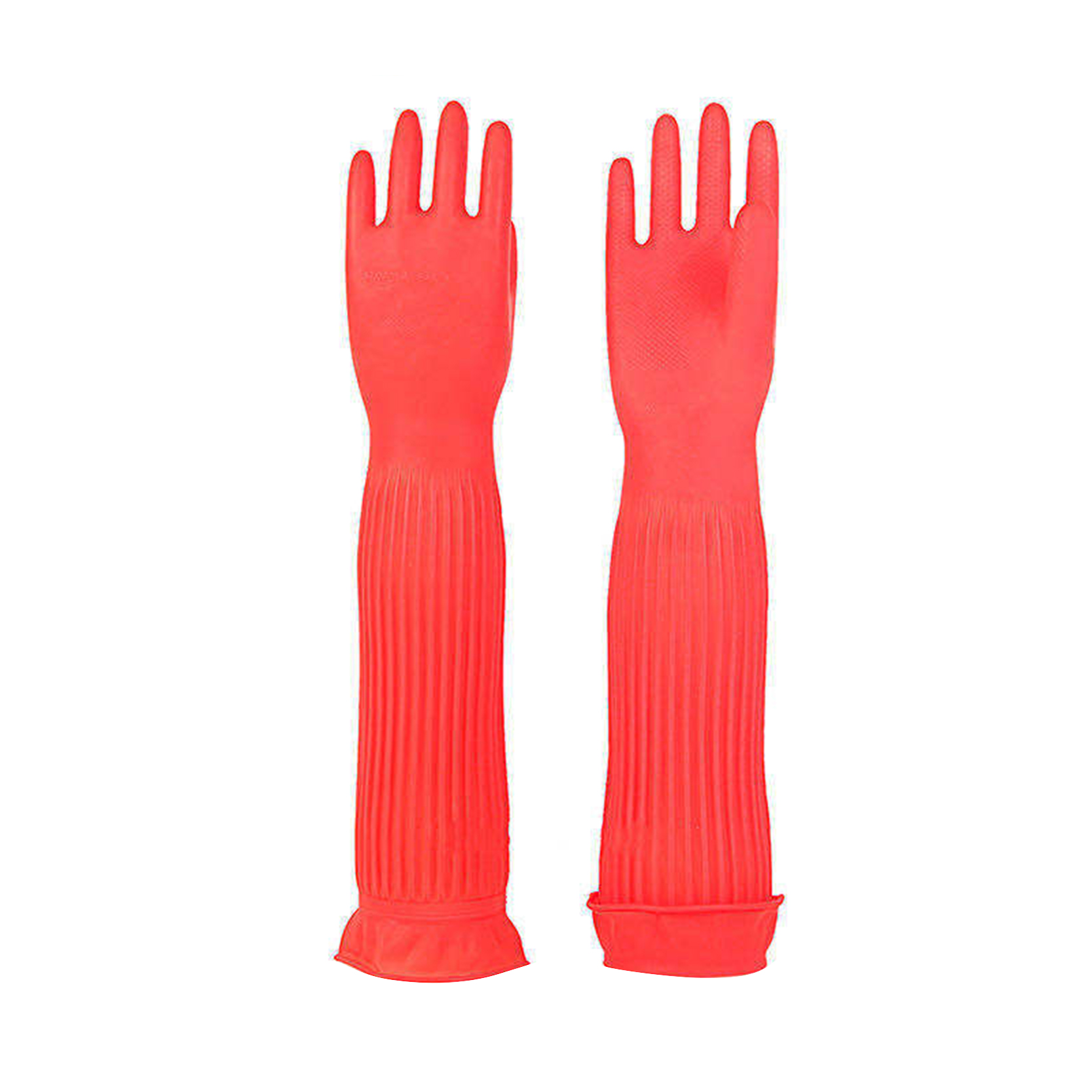 Wholesale 58cm Red Extra Long Latex Household Gloves Reusable Waterproof Household Dishwashing Cleaning Rubber Gloves, Non-Slip Kitchen Glove