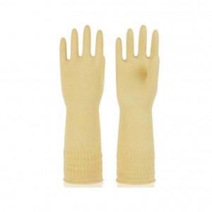 38cm Natural Color Latex Gloves Waterproof And Non-Slip Household Gloves Rubber Cleaning Gloves Kitchen Dishwashing Glove