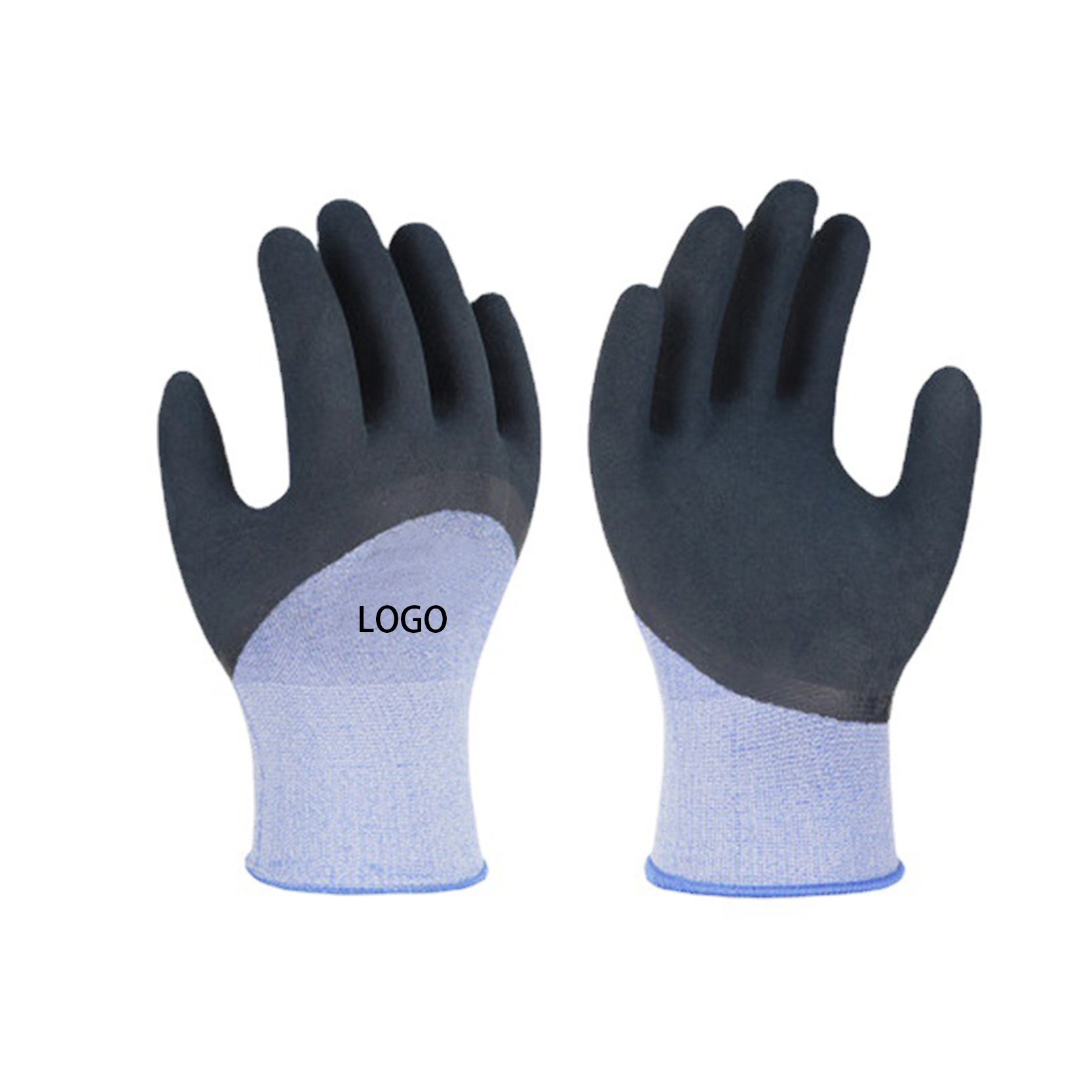 Guante Blue Latex Rubber Dipping Coated Cut Resistant Construction Protect Work Safety Gloves
