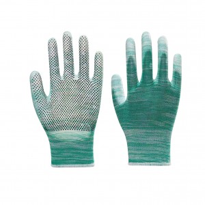 High Quality Non Slip Wear Resistant Nylon Pvc Dots Black Pu Nylon Gloves