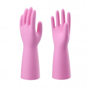 PVC Household Cleaning Gloves, Reusable Dishwashing Gloves with Cotton Flocked Liner, Non-Slip