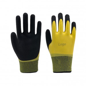 Rubber Gloves Shell Homemade Black Latex Coated Crinkle Safety Work Gloves Personal Protective Equipment