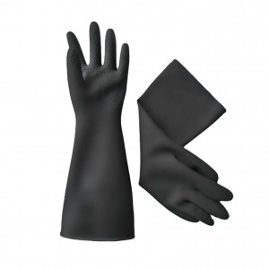 Wholesale Extra Long Cuff Acid Alkali Oil Chemical Resistant Industry Safety Work Natural Latex Rubber Diamond Grip Hand Gloves
