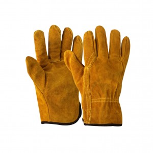 Men’s Reinforced Cowhide Leather Work Gloves Welding Gloves Short Heat – Resistant Cowhide Welding Gloves Protective Driver Gloves