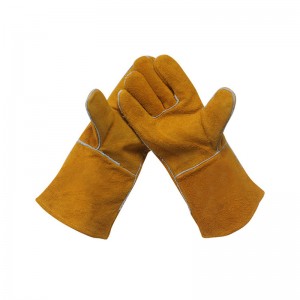 Long Yellow Leather Welding Gloves High temperature Resistance and Heat Insulation Labor Protection Welder Leather Gloves