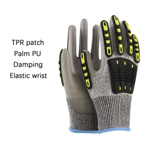 Oilfield Mining Level 5 Cut Resistant Vibration Shock TPR Mechanic Impact Glove Anti Cut Glove