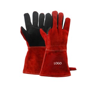 High Quality Cow Leather Working Gloves Factory Workers Work Gloves Long Heat-resistant Welding Safety glove