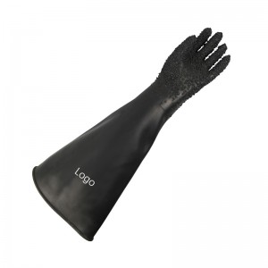 Industrial Black Latex with Particles Anti-silp Oil Resistant Acid Resistant Base Long Sandblasting Safety Protective Gloves