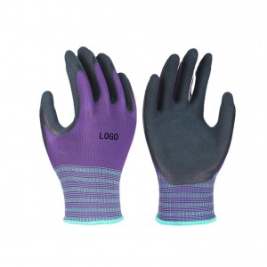 China wholesale Pvc Coated Work Gloves - Safety Work Glove Elastic Cuffs Construction Protective Labor Latex Coated Gloves Purple Colored – Red Sunshine