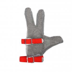 Stainless Steel 3 Finger Gloves With Stainless Steel Strap Anti-cutting Safety Buther Gloves