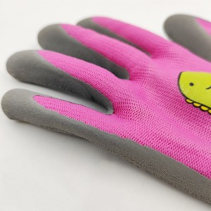 Customized Kids Gardening Glove Polyester Knitted Latex Foam Coated Children Safety Glove