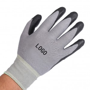 Nitrilo Luvas Hppe Fiber Knit Cut Resistant Work Safety Black Nitrile Coated Gloves