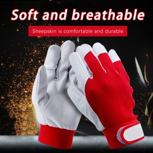 Sheepskin Leather Work Gloves for Women Wrist Gardening Gloves