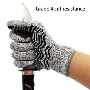 Level 4 Cut Resistant Gloves Food Grade Cut gloves for Kitchen Gardening Wood Carving with Rubber Grip Stripe