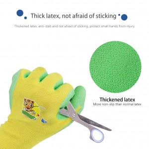 Children Colorful Gardening Gloves Rubber Coated Safety Working Gloves