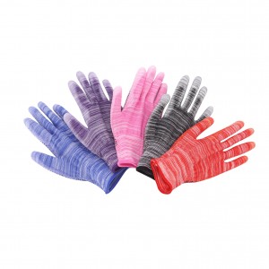 High Quality Non Slip Wear Resistant Nylon Pvc Dots Black Pu Nylon Gloves
