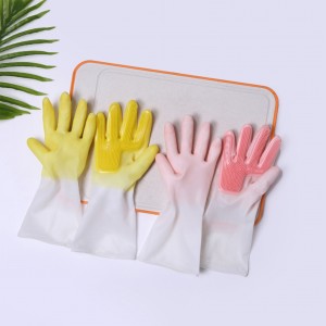 Home Silicone Washing Cleaning Gloves Gardening Kitchen Dish Food Grade Household Cleaning Dishwashing Gloves