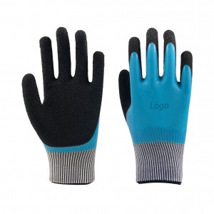 Rubber Gloves Shell Homemade Black Latex Coated Crinkle Safety Work Gloves Personal Protective Equipment
