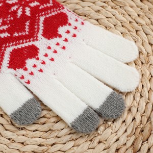 Touch Screen Gloves Snow Flower, Warm Knit Winter Christmas Gifts Stocking Stuffers for Women