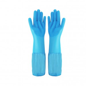 Extra Long Household Brush Cleaning Silicone Rubber Dishwashing Gloves Household Kitchen Cleaning Multifunctional Magic Brush Gloves Wholesale