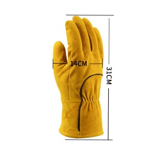 Yellow Warm Cow Leather Welding Gloves Leather Forge Heat Resistant Welding Glove for Mig, Tig Welder, BBQ, Furnace