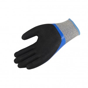 Grade Five Cut Resistant HPPE Work Safety Black Nitrile Foam Coated Gloves Anti-Slip Glass Fiber Lined Protective Gloves