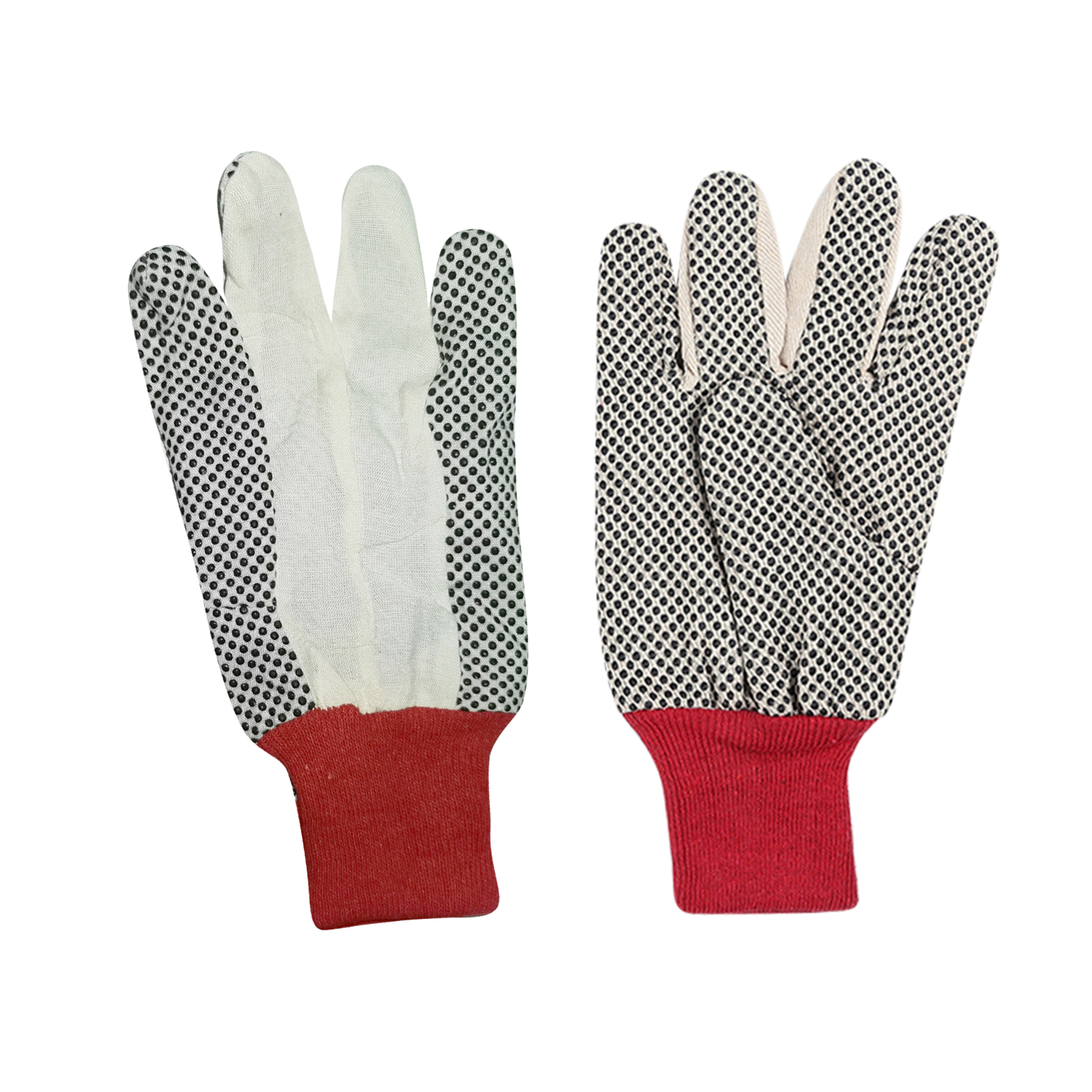 Red & White PVC Dotted Drill Gloves Wrist Work Gloves Hand Protection Knitted Gloves Cotton & Poly Cotton Fabric all Sizes