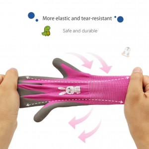 Children Colorful Gardening Gloves Rubber Coated Safety Working Gloves