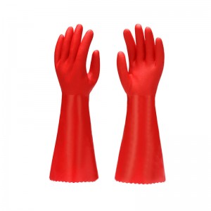 Oil And Gas Industry Long Sleeves Cotton Lined Blue Sandy PVC Rubber Glove Cheap Goods from China