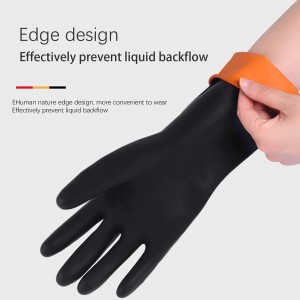Heavy Duty Waterproof Black Rubber Industrial Work Gloves Chemical Resistant Latex Gloves