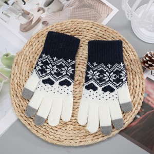 Touch Screen Gloves Snow Flower, Warm Knit Winter Christmas Gifts Stocking Stuffers for Women