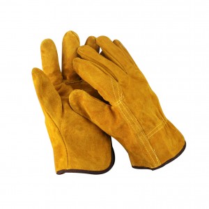 Men’s Reinforced Cowhide Leather Work Gloves Welding Gloves Short Heat – Resistant Cowhide Welding Gloves Protective Driver Gloves