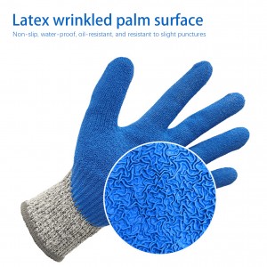 13 Gauge Cut-Resistant HPPE Lining Crinkle Latex Palm Safety Work Gloves