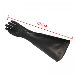 Industrial Black Latex with Particles Anti-silp Oil Resistant Acid Resistant Base Long Sandblasting Safety Protective Gloves