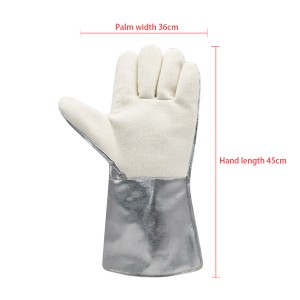 Good Quality Extreme Heat Resistant Aluminum Foil 350 Degree Gloves Protective Gloves for Cowhide Aluminum Foil Welding