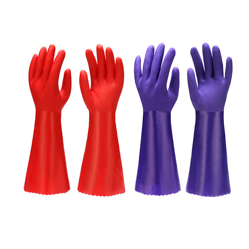 Oil And Gas Industry Long Sleeves Cotton Lined Blue Sandy PVC Rubber Glove Cheap Goods from China