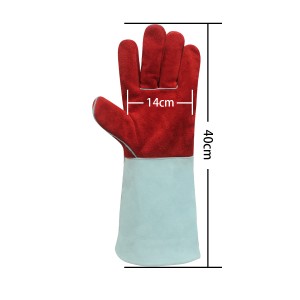 Factory Wholesale Red Cow Leather Welding Gloves Split Leather High Temperature Resistant Working Gloves