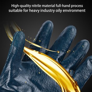 Heavy Weight Fully Coated Nitrile Gloves Safety Work Gloves Flannelette Lining Warm Oil Resistant Nitrile Industrial Gloves