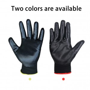 Black Industrial Abrasion Slip Resistant Nylon Knit Palm Dipped Construction Garden Fishing Safety Work Nitrile Coated Gloves